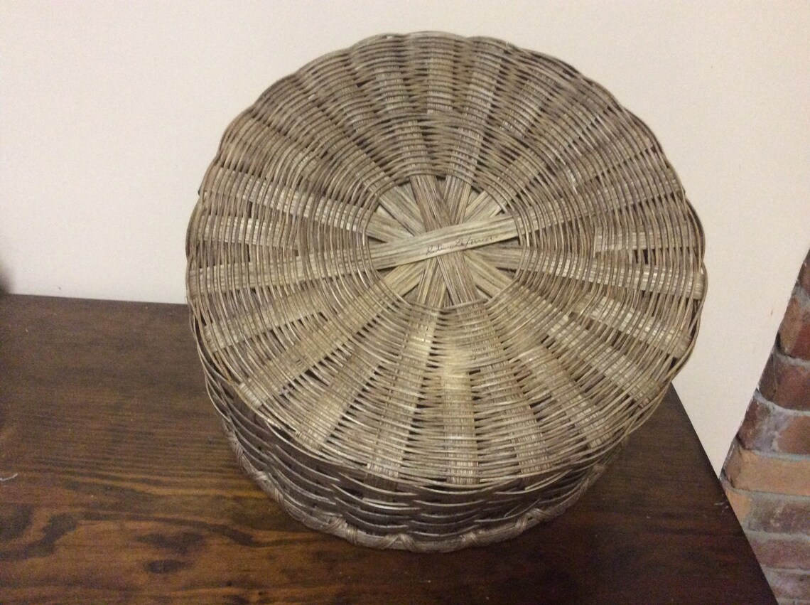 Handmade 14 Round Reed Basket With Ash Handle Made in USA Etsy