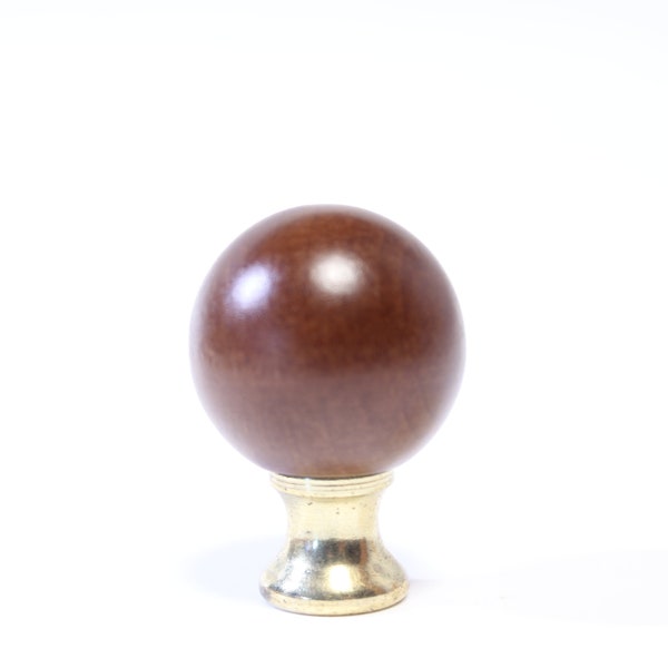 Perfect Walnut Ball on Brass Pedestal Lamp Finial - Small Threads - 1.6" Tall and 1.2" Diameter in A+ Condition Lamp Finial #1582
