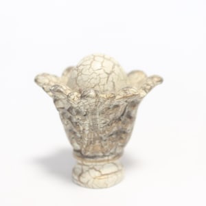Ancient Antiqued 2-Tone Beige and Gold Budding Flower Lamp Finial - 2&quot; Tall and 2&quot; Wide in A+ Condition Finial #1748