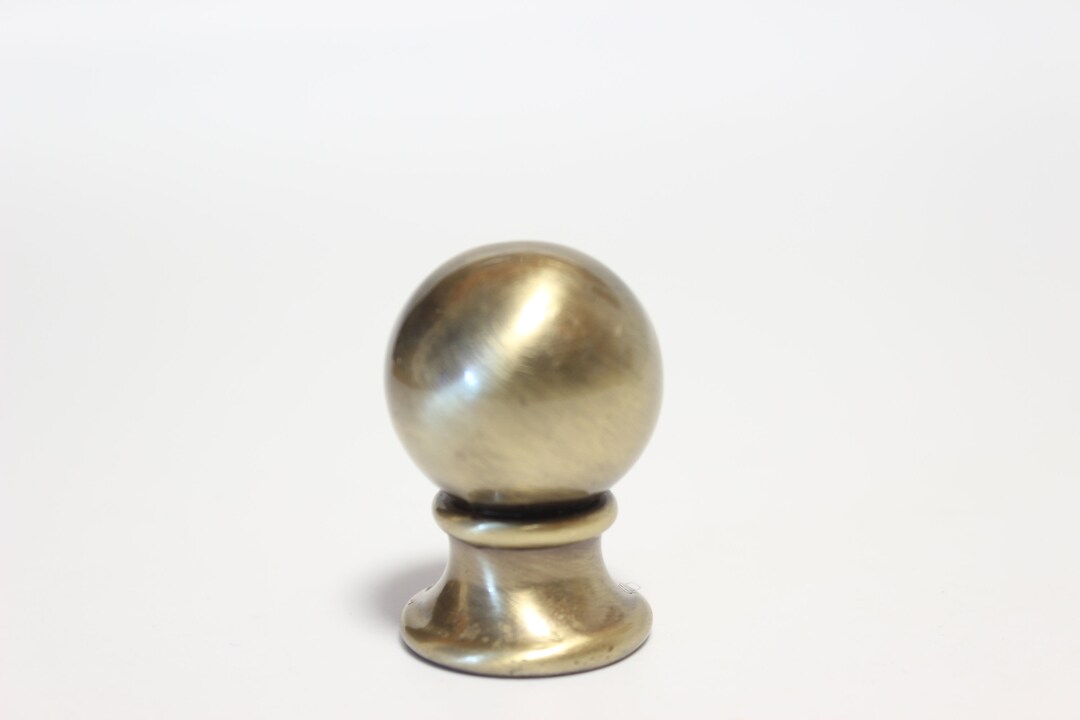 Brushed Brass Ball Lamp Finial Large 3/8 Tube Threads 1.5 Tall