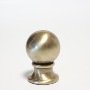 Brushed Brass Ball Lamp Finial - Large 3/8" Tube Threads - 1.5" Tall Excellent Condition Cool Lamp Finial #781