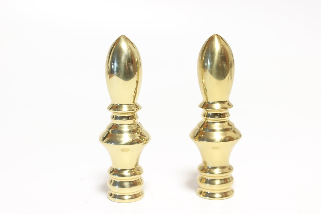 Pair of Huge Arrowhead Lamp Finials Small Threads 3.25 Tall in B Condition Polished Brass Lamp