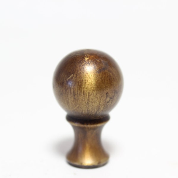 Heavy Antiqued Solid Brass Ball Lamp Finial - Small Threads - 1.7" Tall in Excellent Antiqued Condition Finial #1355