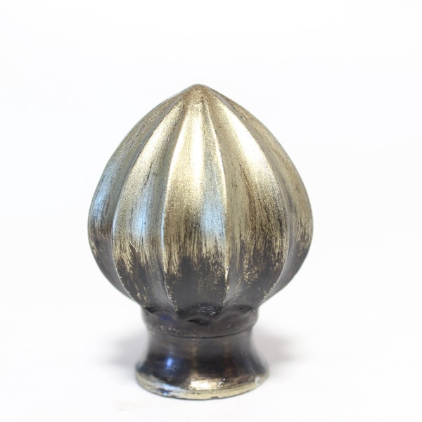 Big Gold Doorknob Ceramic Lamp Finial - Small Threads - 2.5" Tall and 1.75" Across in A+ Antiqued Condition Finial #1327