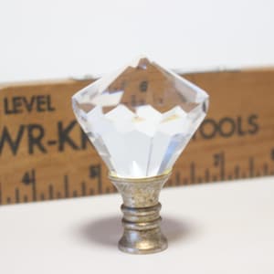 Huge Cut Glass Diamond Lamp Finial - Small Threads - 2.3" Tall and 1.75" Across in A+ Condition Lamp Finial #1730