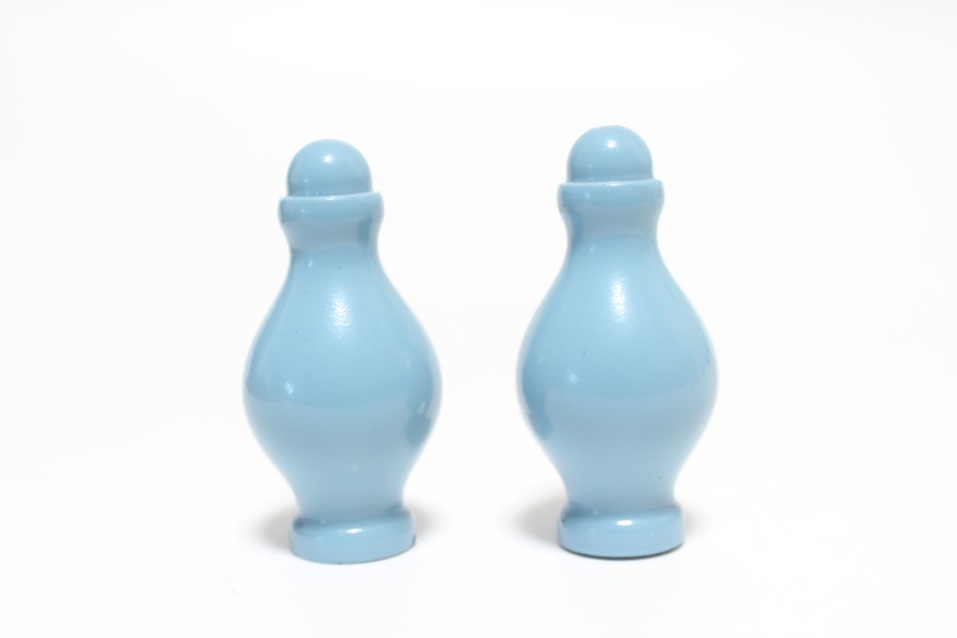 Pair of Baby Blue Ceramic Lamp Finials Small Threads Etsy