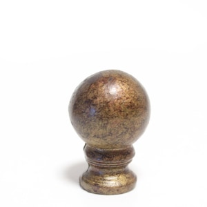 Gold Speckled Ceramic Ball on Pedestal Lamp Finial - Small Threads - 1.7&quot; Tall in Excellent Condition Antiqued Lamp Finial #1063