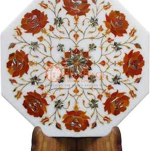 12&quot;x12&quot; Marmor Weiß Handgemacht Wand Dekor Fliese Karneol Marquetry Floral Interior Halloween Geschenk Dekor