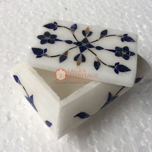 3&quot;x2&quot;x2&quot; White Marble Rectangle jewelry storage Top Box Semi Precious Stone Floral Mosaic Arts Personalized Jewellery Box Christmas Gift