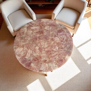 Elegant Rose Quartz Stone Coffee Table Sofa Centerpiece Luxury Furniture Balcony Interior Outdoor Top Home & Cafeteria Decorative