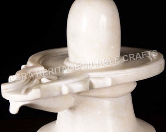 White Marble Idol Shiva Lingam Statue Handicraft Hindu God Religious Gift Home Temple Decor