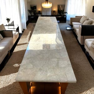 Custom Order White Quartz Countertop Kitchen Slab Semi Precious Gemstone Handmade Dining Table Modern Arts Centerpiece Hallway Decorative