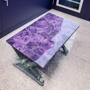 Purple Amethyst Stone Countertop Dining Table, Coffee Table, Side Table Tops, Handmade Interior Arts, Office Meeting Table, Cafeteria Decors