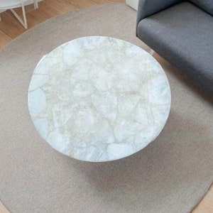 White Quartz Countertop Table Mid Century Modern Marble Coffee Table Natural  White Quartz Dine Living Room Table Top Home & Cafeteria Decor