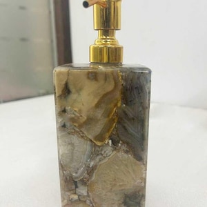 Handcrafted Natural Agate Soap Dispenser Elegant Pump for Soap or Lotion Perfect for Kitchen & Bathroom Unique Stone Soap Dispenser Gift
