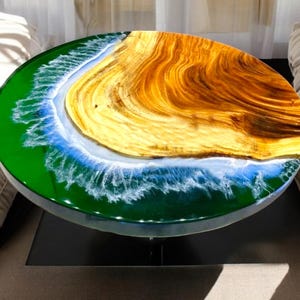 Green Epoxy Resin Side Table Resin River Modern Arts Handmade Furniture Natural Wood Console Bar Office Meeting Desk Hallway Interior Decors