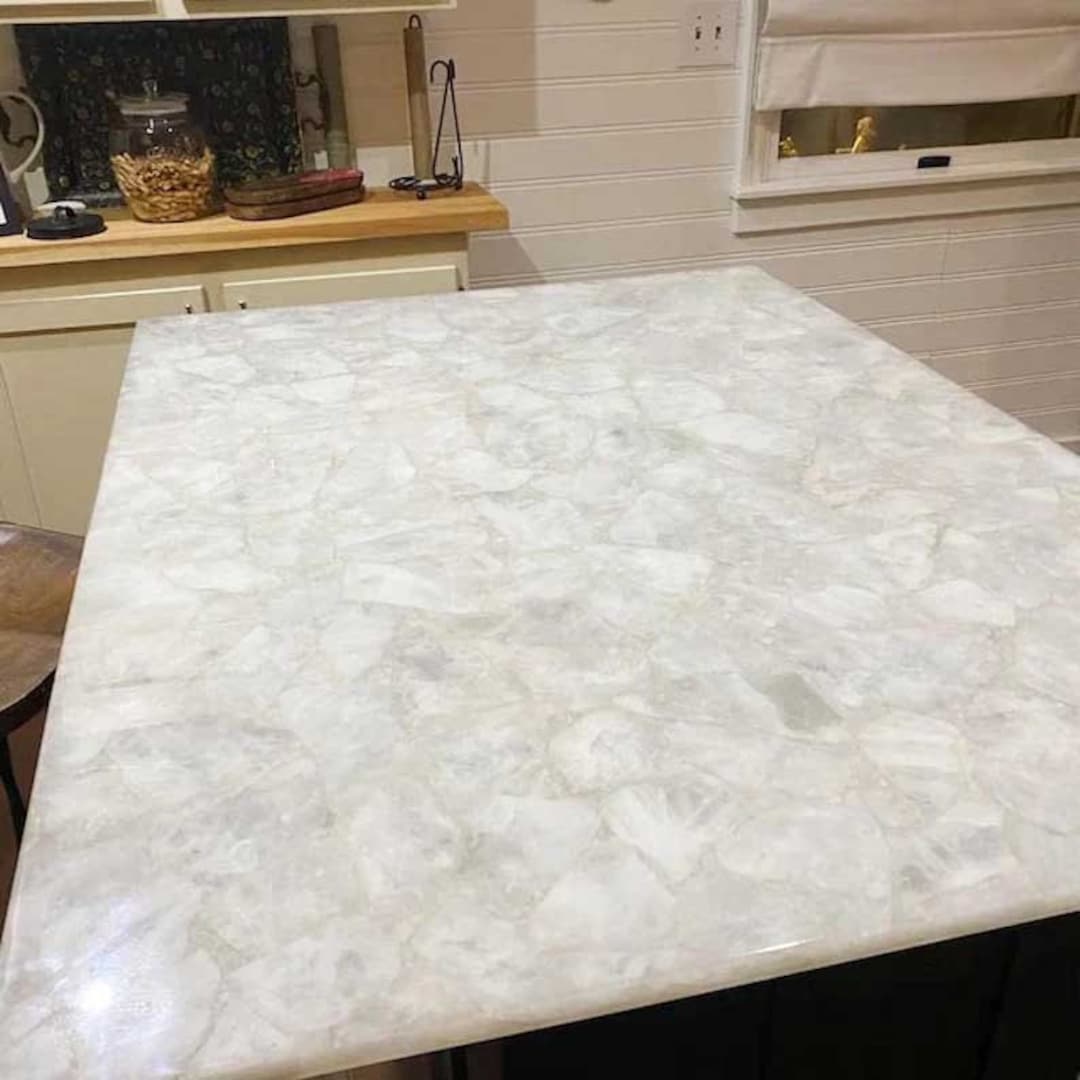 Elegant Look White Quartz Kitchen Island Countertops Quartz Bedside