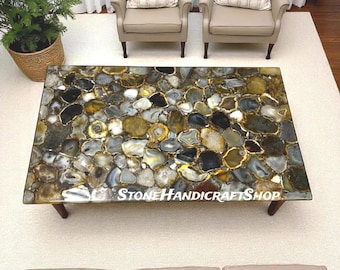 Wild Agate Stone Dining Table Top: Handmade Luxury Furniture