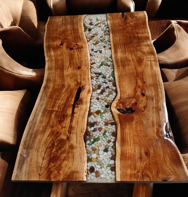 Acacia Wood Epoxy Resin Table: Live Edge Handmade Furniture - Etsy