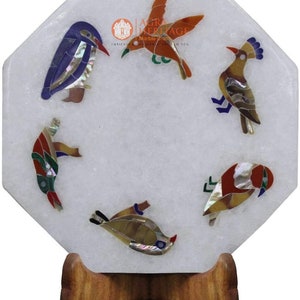 6&quot;x6&quot; Marble White Wall Decor Design Semi Precious Birds Art Collectible Gift Decor