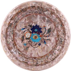 12&quot;x12&quot; Marble Random Art Collectible Fruit Bowl Mother of Perls Inlaid Floral Design Christmas Best Gift