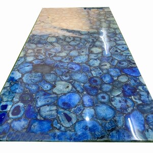 Rectangular Blue Agate Table Top, Stone Coffee Table,Agate Stone Office Table Slab Desk,Agate Console Table,Home Interior, Stone Table Décor