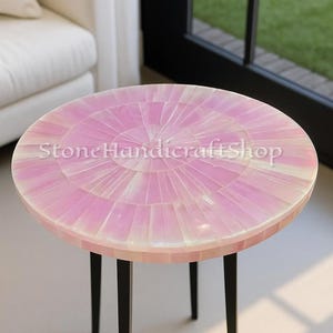 Pink Selenite Coffee Table: Modern Healing Crystal Accent Furniture