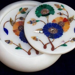 Marble Coaster Tea Set Multi Color Semi Precious Stone Handmade Work Home Decorative Unique Gifts