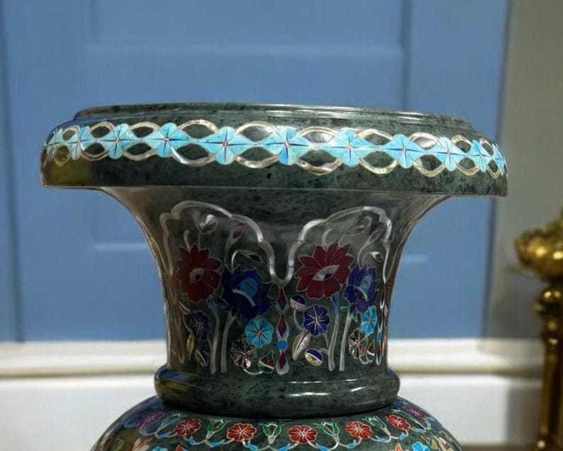 Buy 21 Inch Marble Flower Vase Pot Semi Precious Gemstone Inlay Floral