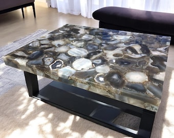Handmade Rectangle Agate Stone Coffee Table: Decorative Home Furniture