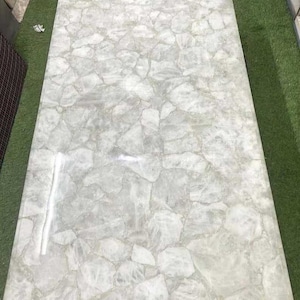 Rectangle White Quartz Countertop Slab Quartz Dine Table Kitchen Island Vanity Top Office Desk Luxury Furniture Living Room Interior