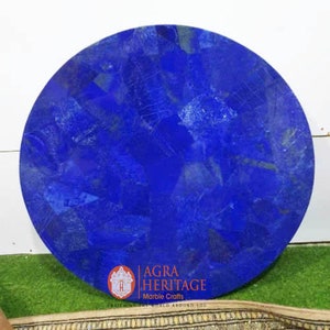 Lapis Lazuli Side Table, Round Coffee Table, Lapis Lazuli Blue Handmade Hallway Decor Stone Inlaid Round End Coffee Table Home Interior