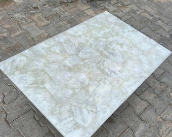 White Quartz Dining Table Top: Handmade Stone Slab