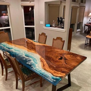 Epoxy Table, dining, sofa, center table top Epoxy Acacia Wooden Table ,Custom Order, Epoxy Resin River Table, Natural Wood BAR TABLE