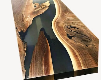 Epoxy Acacia Wood River Table, Custom Order