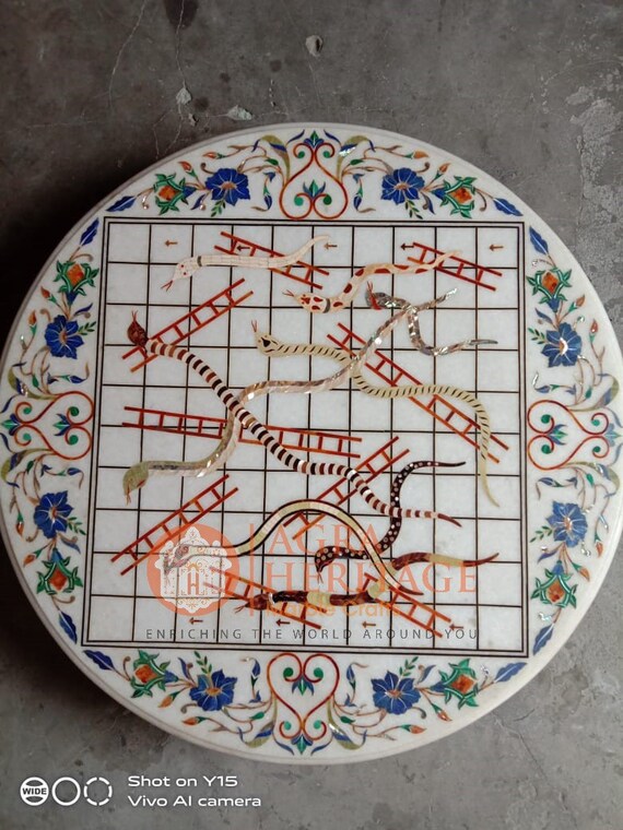 Round Marble Coffee Center Table Top Snake Ludo Game Pietra - Ludo Game Coffee Table Round Marble Coffee Center Table Top Snake Ludo Game Pietra - Ludo Game Coffee Table