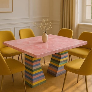 Handmade Pink Onyx Dining Table: Luxury Gemstone Centerpiece