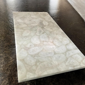 Handmade White Quartz Stone Table Top: Luxury Kitchen Countertop