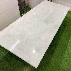 White Quartz Countertop Dining Table Handmade Agate Gemstone Elegance for Housewarming Decor