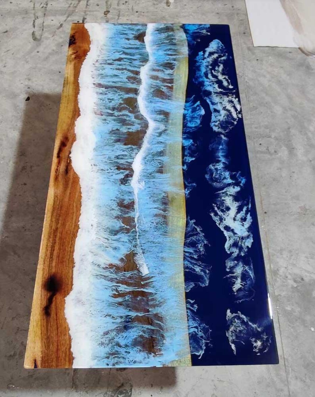 Ocean Wave Epoxy Resin Table Top, Handmade Epoxy Table, Resin River ...
