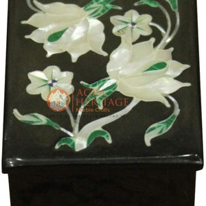 3 &quot;x 2&quot; Marmor Schwarz Trinket Schmuck Box Perlmutt Inlay Pietradura Blumenkunst Weihnachtsgeschenk