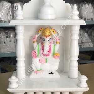 Marble Temple Design With Inside God Different Statues Handmade Figurines Traditional Housewarming Gift Decor