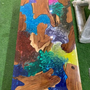 Modern epoxy table with live edge design