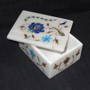 4 &quot;x 3 &quot;x 2&quot; dekorativer Stein-Marmor schönes kundenspezifisches Schmuckkästchen Gilrs Hochzeitsgeschenk Multi Floral Inlay Decor