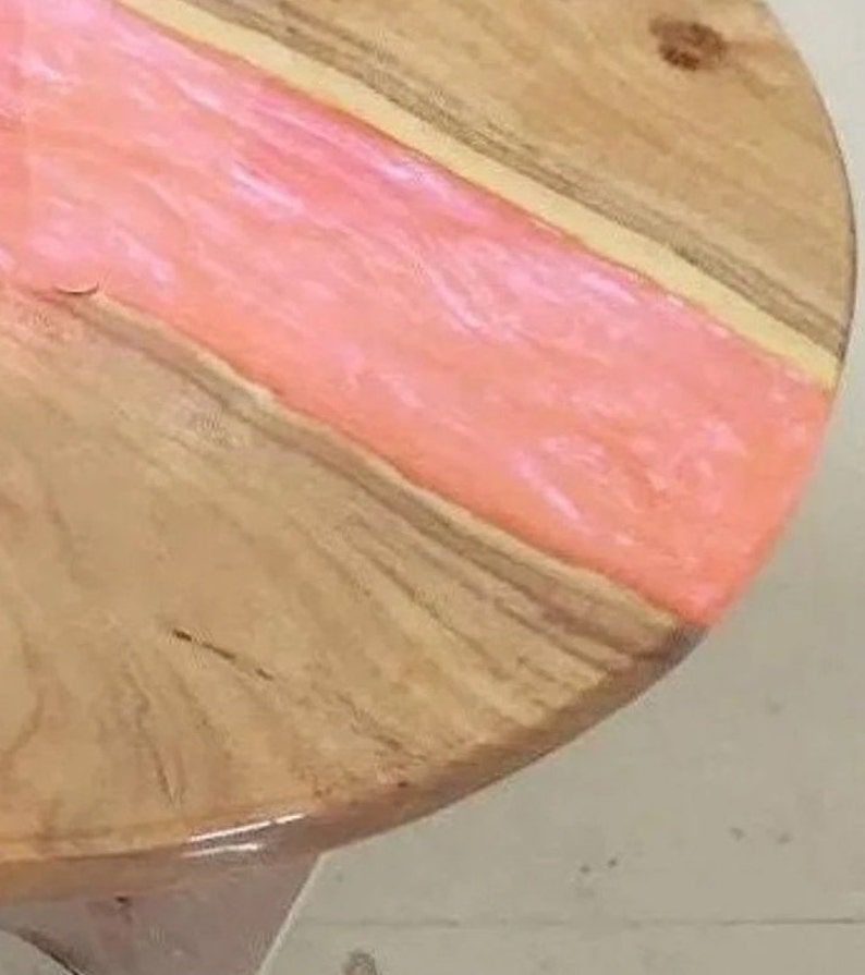 Round Coffee Table Pink Epoxy Tables End Table Epoxy Dining Etsy