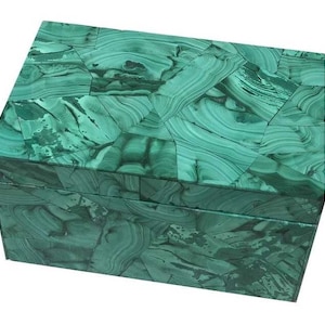 6 x 4 x 3 inch groene malachietsteen sieradendoos, handgemaakte trinket ringdoos, edelsteen ingelegd kristal aandenkendoos, gepersonaliseerd cadeau voor vrouwen
