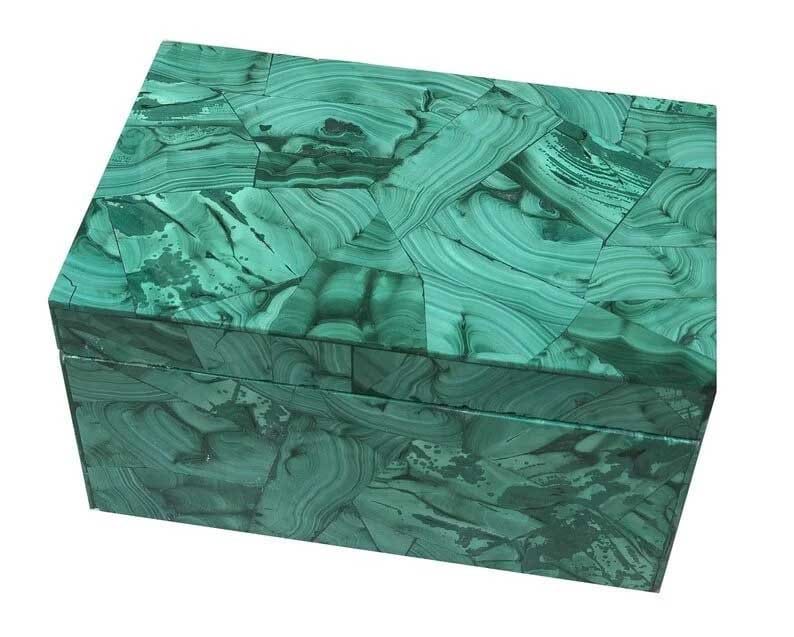 6 "x 4 "x 3" grüne Malachitstein Schmuckschatulle, handgemachte Schmuckringbox, Edelsteininlay Kristallaufbewahrungsschachtel, personalisiertes Geschenk für Frauen