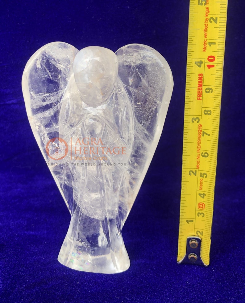 4 Real Crystal Quartz Stone Angle Sculpture Inlay Patio Decor Good Wishes Gift Art