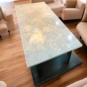 Selenite Stone Sun Burst Wall Panel Crystal Healing Countertops Handmade Kitchen Slab Luxury Furniture Living Room Interior Home Decor