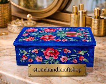 八角形の大理石製ジュエリーボックス 花柄半貴石インレイ クリスマス